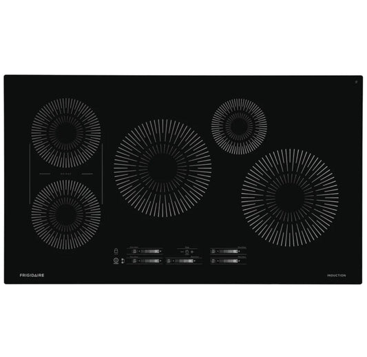 Frigidaire FCCI3627AB Induction Cooktop, 36 inch Exterior Width, 5 Burners, 3,600 Watts Highest Burner Element, Black colour