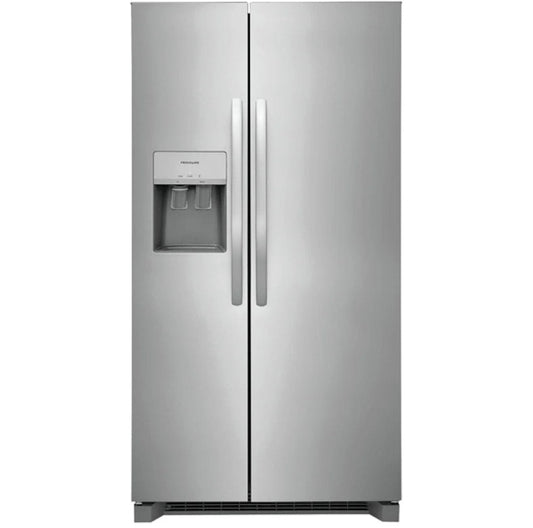 Frigidaire Side by Side Refrigerator, 36 inch Width With Water & Ice Dispenser, 25.6 cu. ft. Capacity, Stainless Steel colour FRSS2623AS