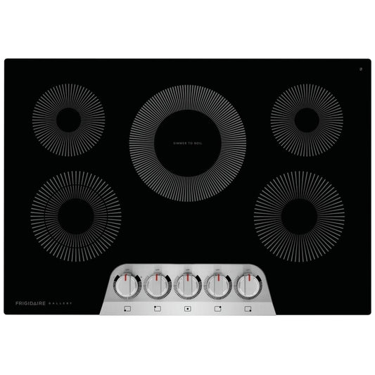 Frigidaire Gallery GCCE3070AS Electric Cooktop, 30 inch Exterior Width, 5 Burners, Black colour Illuminated Knobs