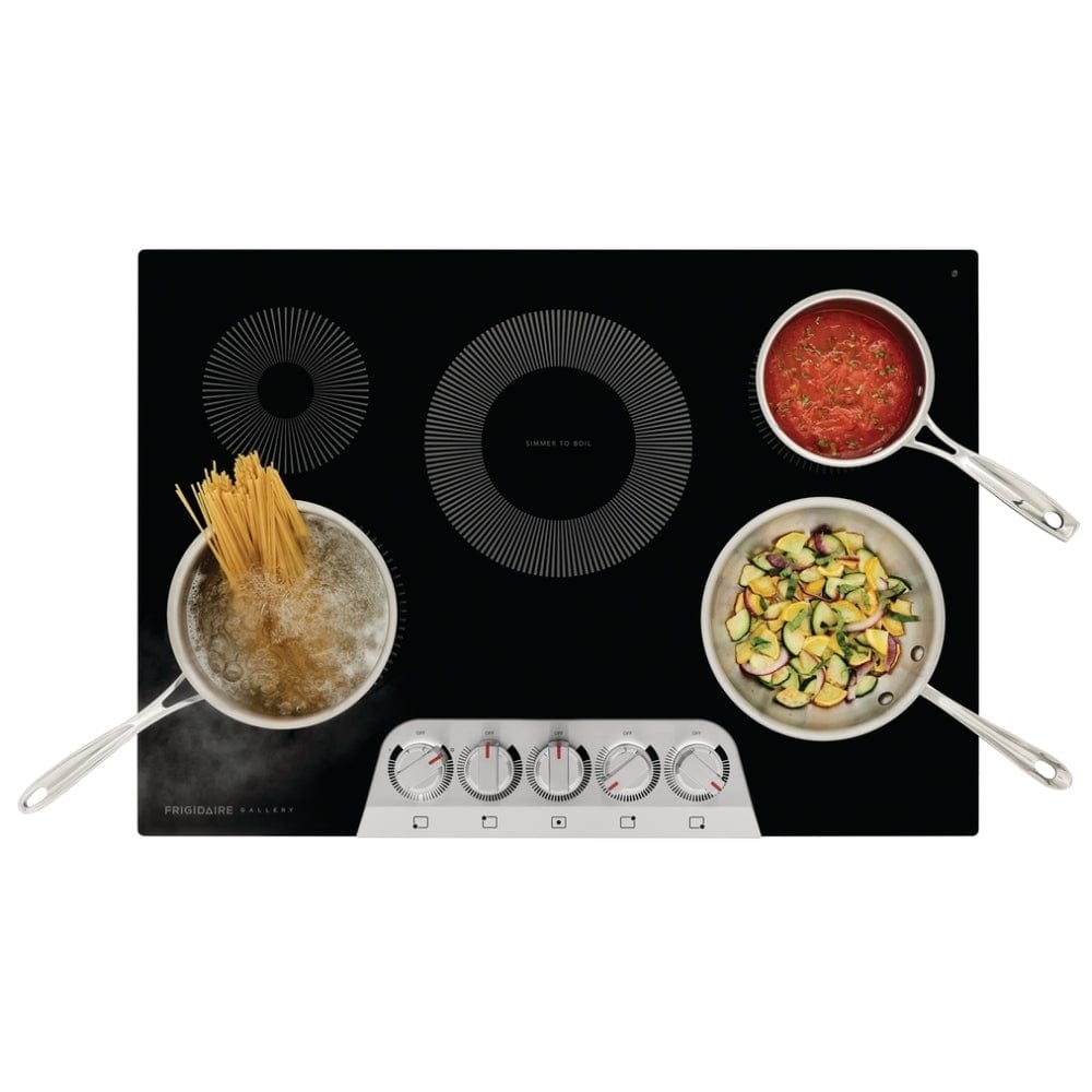 Frigidaire Gallery GCCE3070AS Electric Cooktop, 30 inch Exterior Width, 5 Burners, Black colour Illuminated Knobs