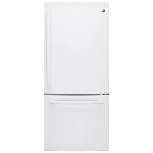 GE GDE21DGKWW Bottom Freezer Refrigerator, 30 inch Width, ENERGY STAR Certified, 20.9 cu. ft. Capacity, White