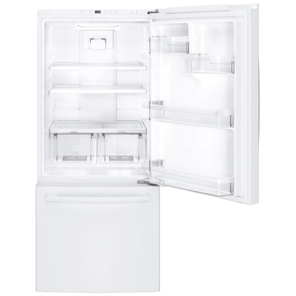 GE GDE21DGKWW Bottom Freezer Refrigerator, 30 inch Width, ENERGY STAR Certified, 20.9 cu. ft. Capacity, White