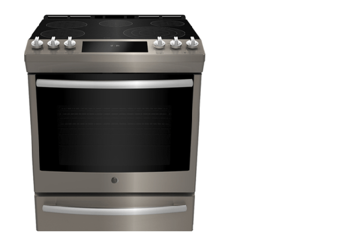 GE Profile PCS940EMES / pchs920miss Range, 30" Electric Range, Self Clean, Glass Burners (Electric), Convection, 5 Burners, 6.3 cu. ft. Capacity, Oven Drawer, Air Fry, 1 Ovens, Wifi Enabled, 3000W, Front Controls, Slate colour True European Convection