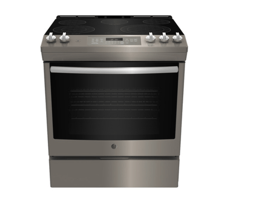 GE JCS840EMES Range, 30" Exterior Width, Electric Range, Self Clean, Glass Burners (Electric), Convection, 5 Burners, 5.3 cu. ft. Capacity, Storage Drawer, 1 Ovens, 3000W, Front Controls, Slate colour