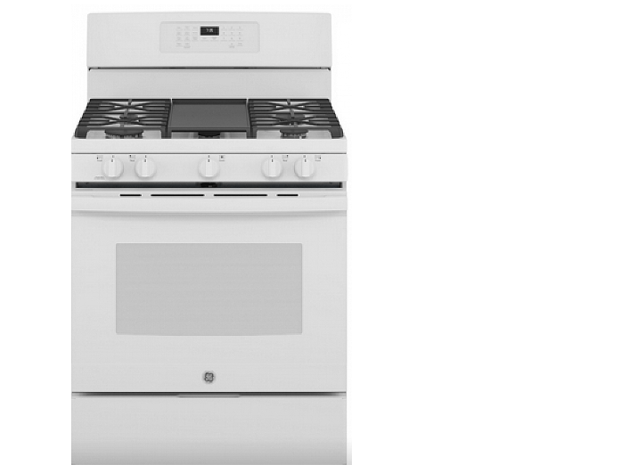 GE JCGB735DPWW Gas Range, 30 inch Exterior Width, Self Clean, Convection, 5 Burners, 5.0 cu. ft. Capacity, Storage Drawer, Air Fry, 1 Ovens, White