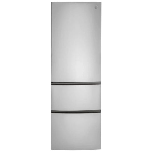 GE GLE12HSPSS Bottom Freezer Refrigerator, 24 inch Width, ENERGY STAR Certified, Counter Depth, Optional Ice Maker (Special Order), 11.9 cu. ft. Capacity, Stainless Steel color RF