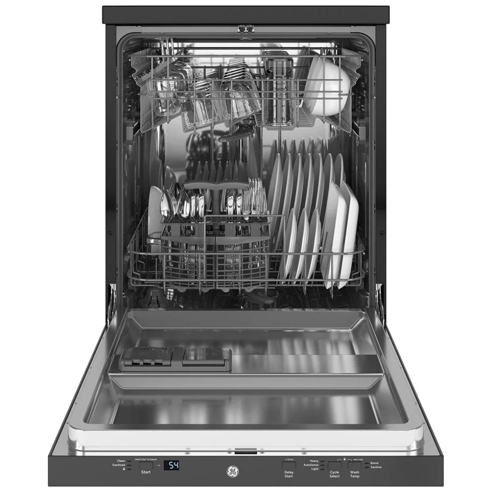 GE Portable Dishwasher, 24" Exterior Width, 58 dB Decibel Level, Fully Integrated, Stainless Steel (Interior) GPT225SGLWW /GPT225SSLSS