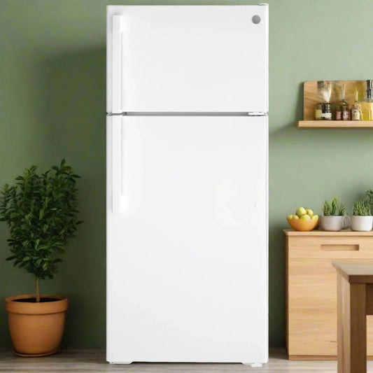 GE GTE17DTNRWW Top Freezer Refrigerator, 28 inch Width, ENERGY STAR Certified, 16.6 cu. ft. Capacity, White colour