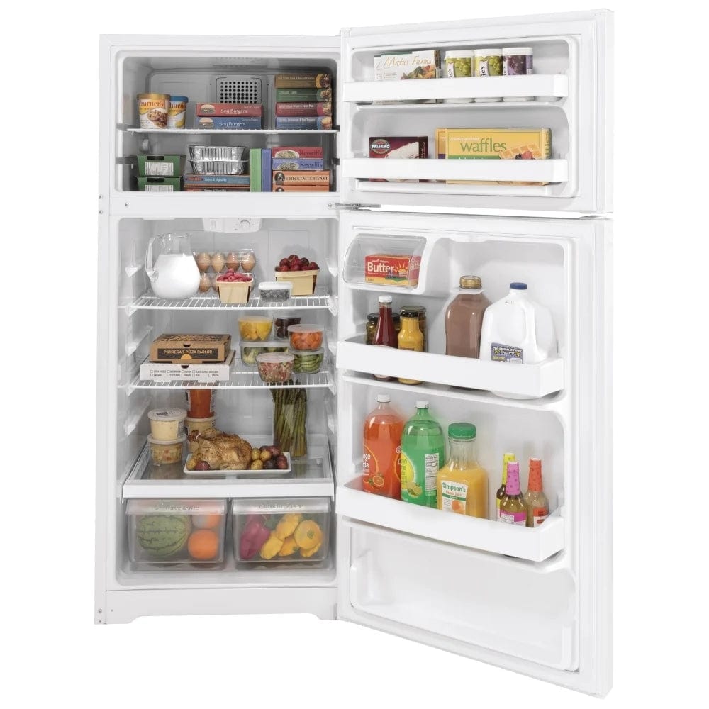 GE GTE17DTNRWW Top Freezer Refrigerator, 28 inch Width, ENERGY STAR Certified, 16.6 cu. ft. Capacity, White colour