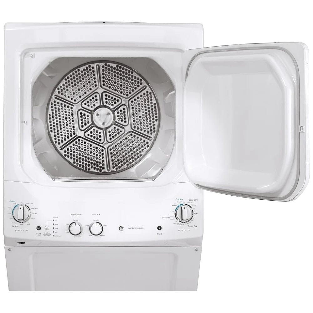 GE GUD27ESMMWW 27 inch Width Washer & Dryer Set, Contains Agitator, White colour Washer: 9 Wash Cycles, 670 RPM Spin Speed