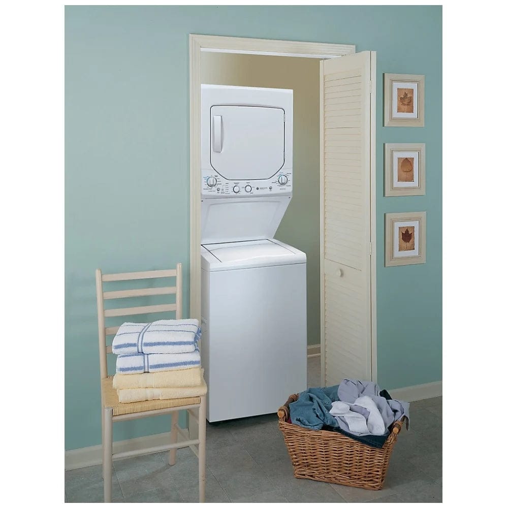 GE GUD27ESMMWW 27 inch Width Washer & Dryer Set, Contains Agitator, White colour Washer: 9 Wash Cycles, 670 RPM Spin Speed