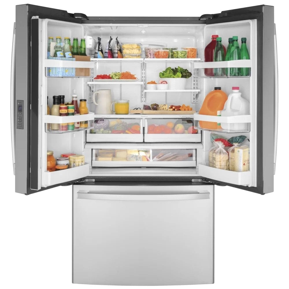 GE GWE23GYNFS French Door Refrigerator, 36 inch Width, ENERGY STAR Certified, Counter Depth, 23.1 cu. ft. Capacity, Stainless Steel colour