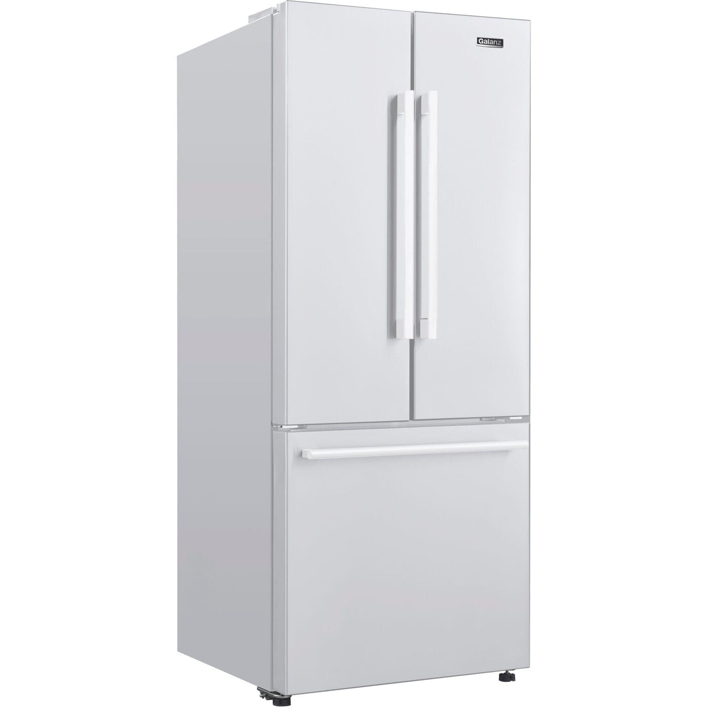 Galanz 16 cu. ft. 3-Door French Door Refrigerator, White, 28.35" Wide GLR16FWEE16 - refurbised