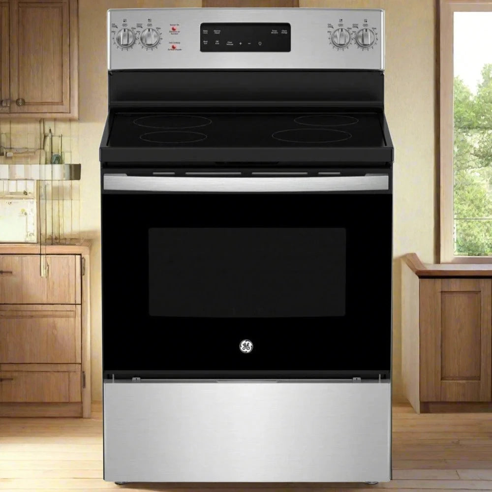 GE 30" 5.0 Cu. Ft. Self-Clean Freestanding Electric Range (JCB630SVSS) - Stainless Steel