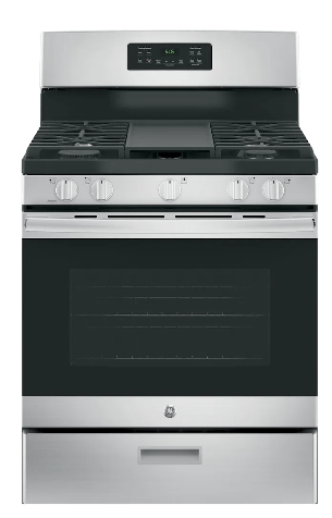 GE JCGBS66SEKSS Range, Gas, 30 inch Exterior Width, 5 Burners, 5.0 cu. ft. Capacity, Broiler Drawer, 1 Ovens, Stainless Steel colour