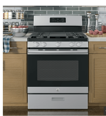 GE JCGBS66SEKSS Range, Gas, 30 inch Exterior Width, 5 Burners, 5.0 cu. ft. Capacity, Broiler Drawer, 1 Ovens, Stainless Steel colour