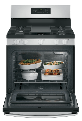 GE JCGBS66SEKSS Range, Gas, 30 inch Exterior Width, 5 Burners, 5.0 cu. ft. Capacity, Broiler Drawer, 1 Ovens, Stainless Steel colour