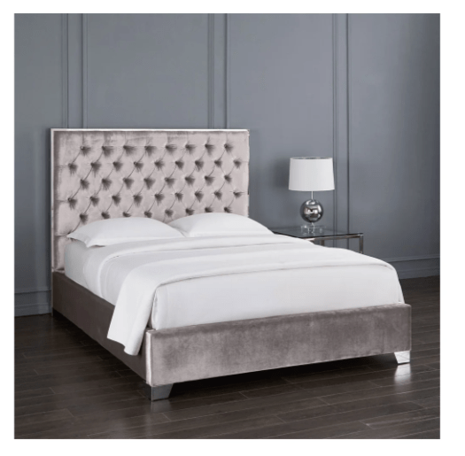 KROMA BED QUEEN GREY VELVET