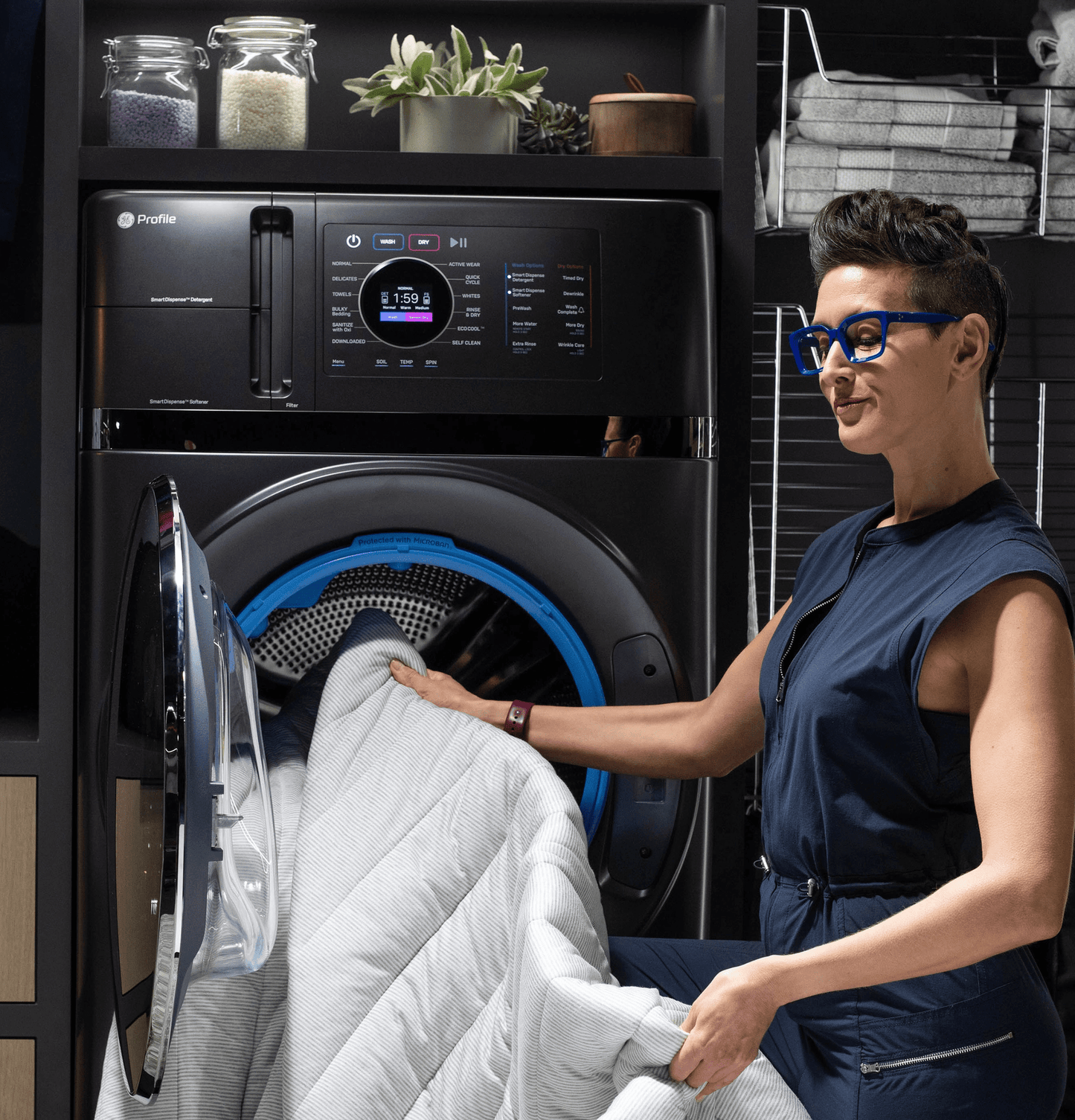 GE Profile 5.5 cu. Ft. UltraFast Combo All-in-One Washer/Dryer with Ventless Heat Pump Technology in Carbon Graphite PFQ97HSPVDS