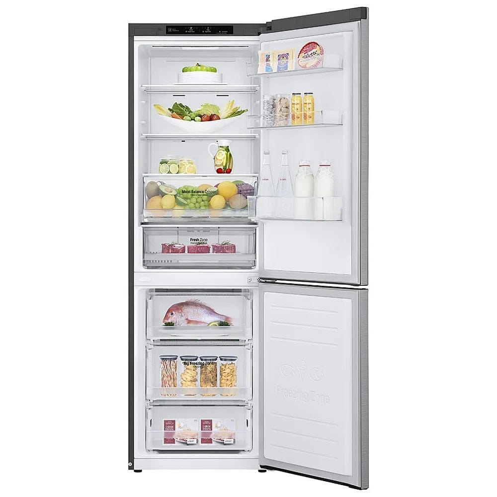 LG LBNC12231V Bottom Freezer Refrigerator, 24 inch Width, ENERGY STAR Certified, Counter Depth, 11.9 cu. ft. Capacity, Platinum Silver (Stainless Steel) color Door Cooling+