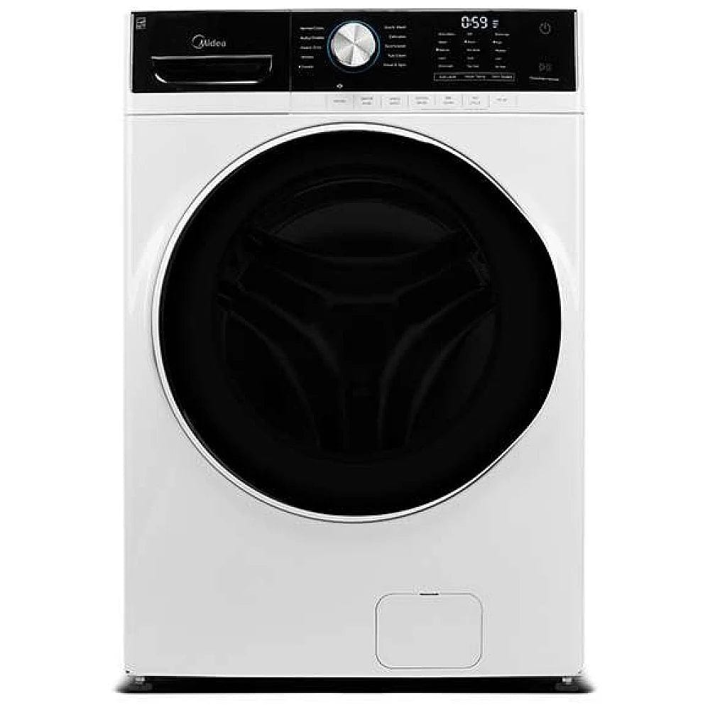 Midea MLH52N3AWW Front Load Washer, 27 inch Width, ENERGY STAR Certified, 5.2 cu. ft. Capacity, 10 Wash Cycles, 5 Temperature Settings, Stackable, 1300 RPM Washer Spin Speed, Water Heater, White colour