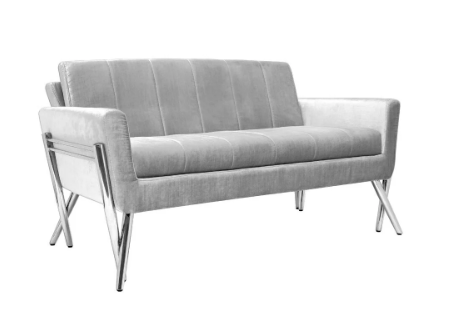 MORGAN Loveseat GY-LS-8112 Expensive Grey velvet with Polished silver frame 150*86*82cm