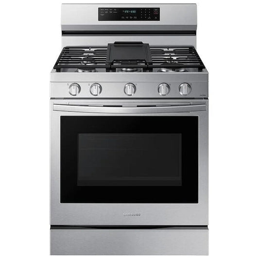 Samsung NX60A6711SS - NX60A6711SS/AA Gas Range, 30 inch Exterior Width, Self Clean, Convection, 5 Burners, 6.0 cu. ft. Capacity, Storage Drawer, Air Fry, 1 Ovens, Stainless Steel color True European Convection