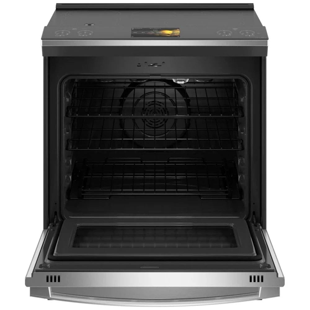GE Profile PHS93XYPFS Induction Range, 5.3 cu. ft. Capacity, 30 inch Exterior Width, True Convection, 5 Burners, Storage Drawer, Air Fry, Self Clean, Stainless Steel color Cook Cam, True European Convection, Self Clean Racks