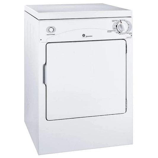 GE PSKP333EBWW Electric Dryer, 24 inch Width, 3.6 cu. ft. Capacity, 3 Temperature Settings, Porcelain Drum, White colour 120 Volts