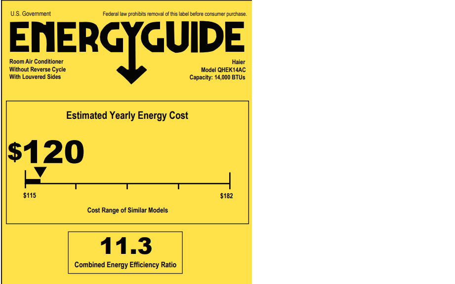 QHEK14AC Haier ENERGY STAR® 14,000 BTU Smart Electronic Window Air Conditioner for Large Rooms up to 700 sq. ft.