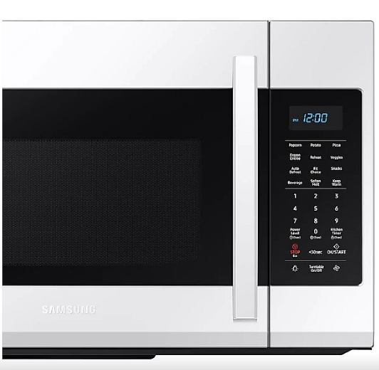 Samsung ME19R7041FW - ME19R7041FW/AC Over the Range Microwave, 1.9 cu. ft. Capacity, 400 CFM, 950W Watts, Halogen , 30 inch Exterior Width, White colour Category: Over the Range Microwaves