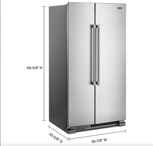 Maytag MSS25N4MKZ Side by Side Refrigerator, 36 inch Width, Stainless Steel colour Category: Side by Side Refrigerators