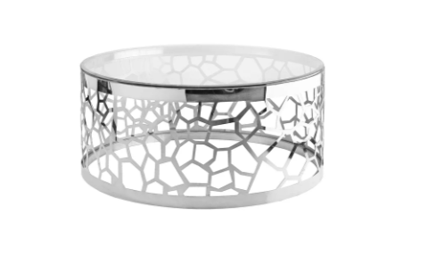 WELLINGTON Coffee Table GY-CT-7982 Glass top w/ pattern cut steel frame