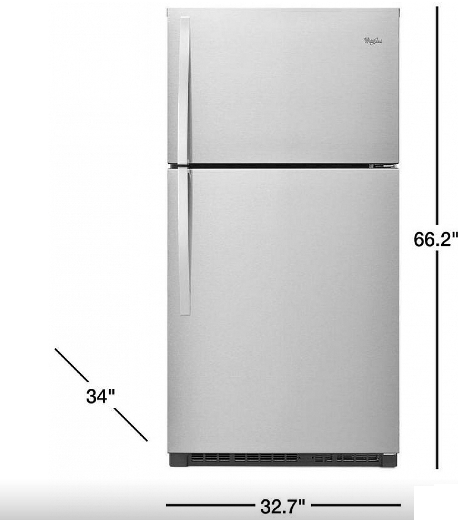 Whirlpool WRT541SZDM Top Mount Refrigerator, 33" Width, 21 .3 cu. ft. Capacity, Stainless Steel colour