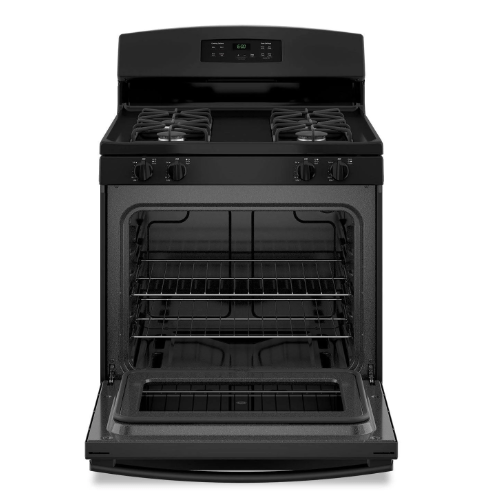 GE JCGBS60DEKBB Range, 30" Exterior Width, Gas Range, Gas Burners, 4 Burners, 5.0 cu. ft. Capacity, Storage Drawer, 1 Ovens, 13K BTU, Front Controls & Rear Controls, Black colour