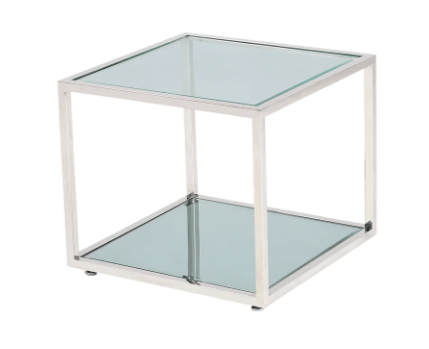 CASPIAN End Table GY-ET-8206 Stainless Steel, glass top with mirror base 60*60*60cm