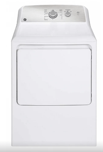 GE GTX33EBMRWS Dryer, 27" Width, Electric Dryer, 6.2 cu. ft. Capacity, 5 Dry Cycles, 3 Temperature Settings, Steel Drum, White colour