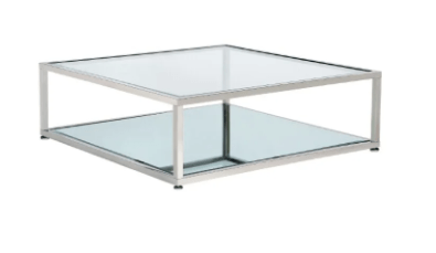 CASPIAN Coffee Table GY-CT-8206SQ Stainless Steel, glass top with mirror base 120*120*40cm