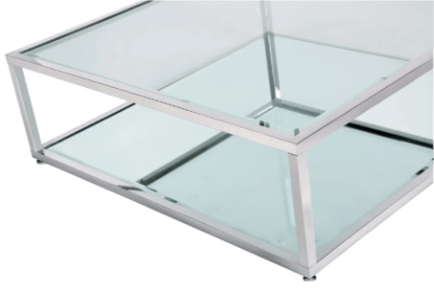 CASPIAN Coffee Table GY-CT-8206SQ Stainless Steel, glass top with mirror base 120*120*40cm