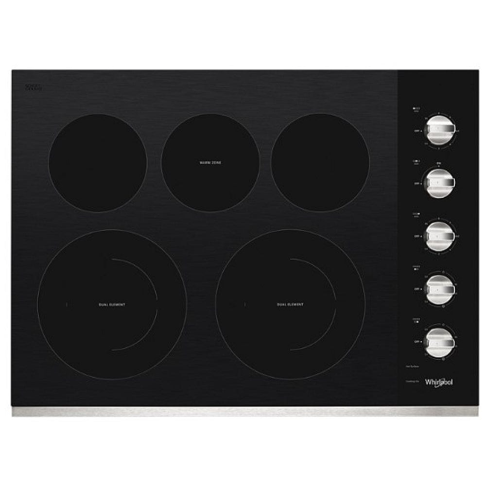 Whirlpool WCE77US0HS Electric Cooktop, 30 inch Exterior Width, 5 Burners, Stainless Steel colour