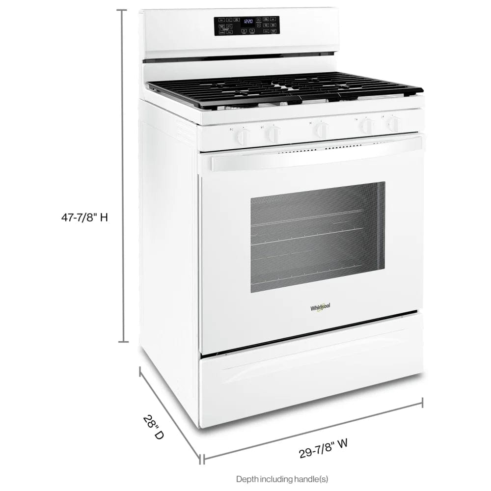 Whirlpool 30" 5.0 Cu. Ft. Self-Clean 5-Burner Freestanding Gas Air Fry Range (WFG550S0LW) - White