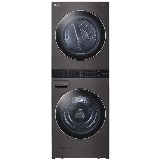 LG WKGX201HBA 27 inch Width Washer & Dryer Set, AI DD, Gas Dryer,TurboWash 360, Wash Tower, Black Stainless Steel colour