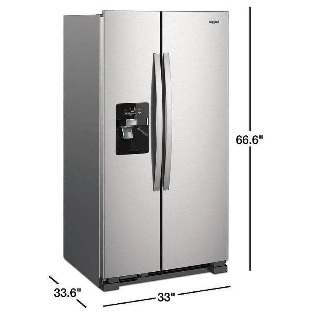 Whirlpool WRS321SDHZ Side by Side Refrigerator, 33 inch Width, 21.4 cu. ft. Capacity, Stainless Steel colour