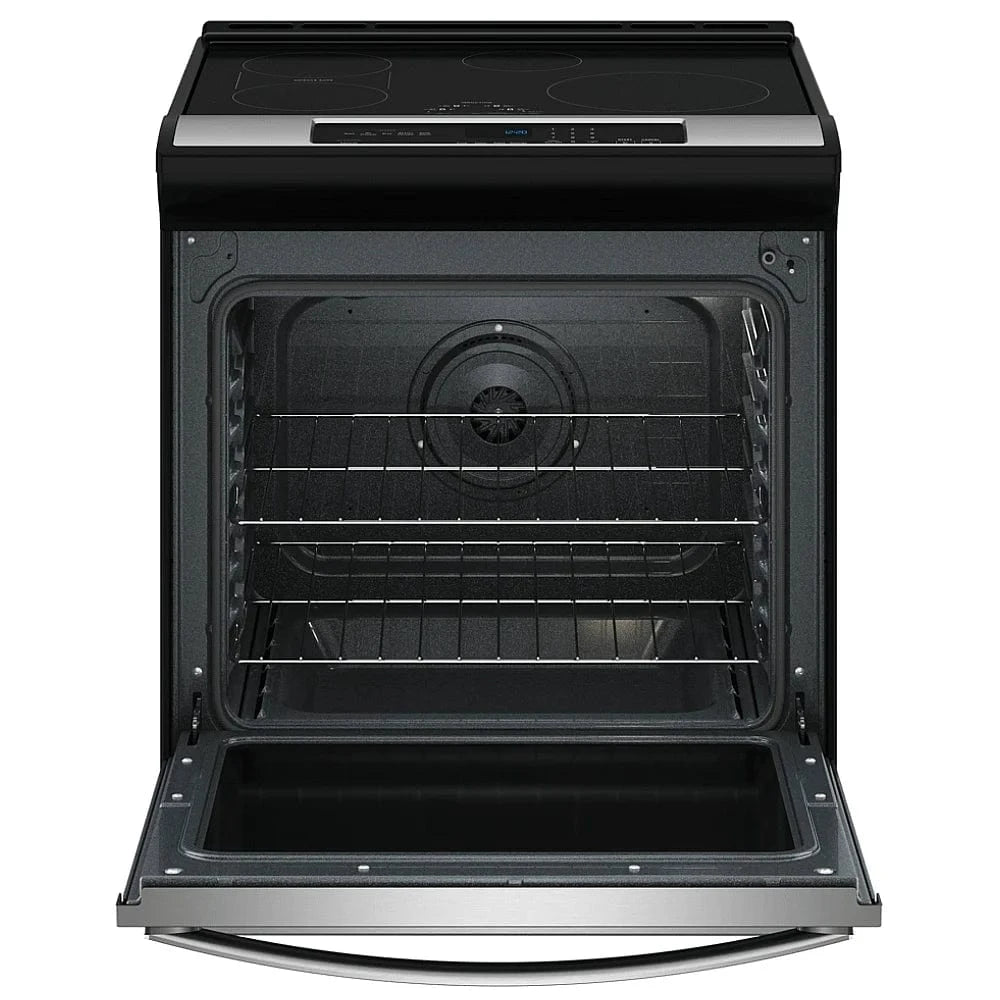 Whirlpool WSIS5030RZ Induction Range, 6.4 cu. ft. Capacity, 30 inch Exterior Width, True Convection, 4 Burners, Storage Drawer, Air Fry, Self Clean, 3,700 Watts Highest Burner Element, Stainless Steel colour Category: Induction Ranges