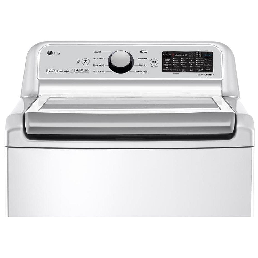 LG WT7300CW Top Load Washer, 27" Width, ENERGY STAR Certified, 5.8 cu. ft. Capacity, 8 Wash Cycles, 5 Temperature Settings, 950 RPM Washer Spin Speed, Wifi Enabled, White colour TurboWash 3D