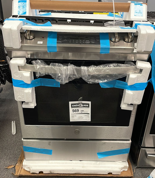 GE 30" Electric Slide-In Front Control True Convection Range with Storage Drawer Stainless Steel - JCS840SMSS