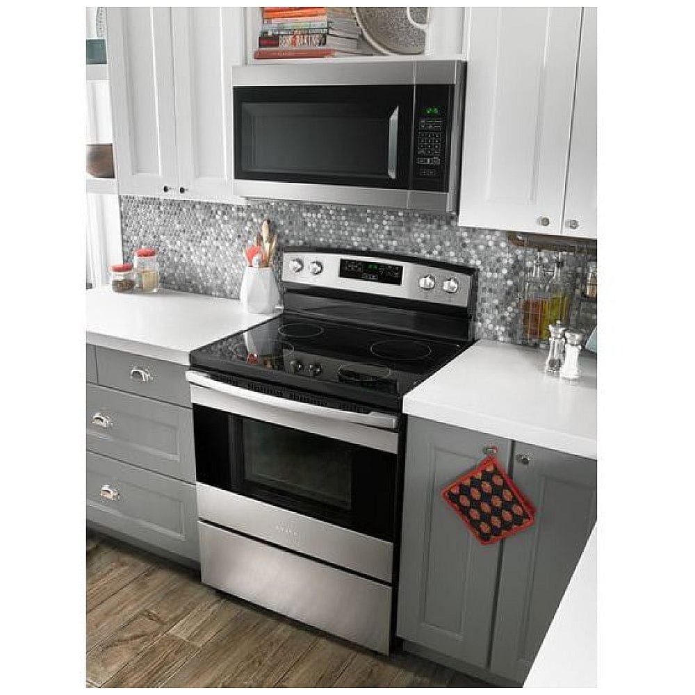 Amana Electric Range, 30" Exterior Width, 4 Burners, 4.8 cu. ft. Capacity, Storage Drawer, 1 Ovens, White (YAER6303MFW)