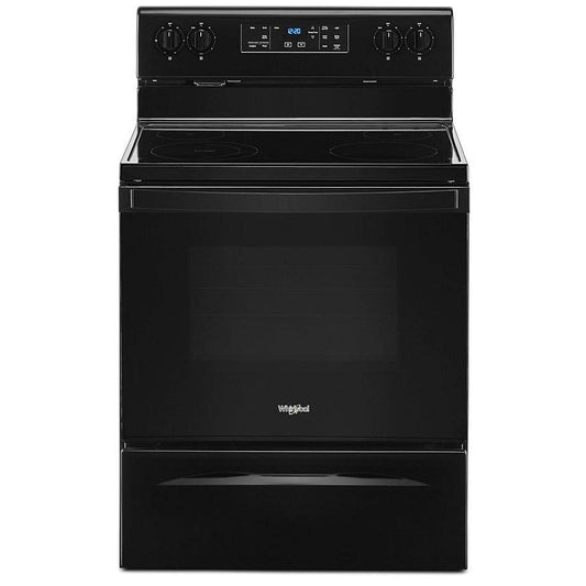 Whirlpool YWFE515S0JB Electric Range, 5.3 cu. ft. Capacity, 30 inch Exterior Width, Self Clean, 4 Burners, Storage Drawer, 3,000 Watts Highest Burner Element, Black color