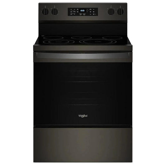 Whirlpool YWFES5030RV Electric Range, 5.3 cu. ft. Capacity, 30 inch Exterior Width, Convection, 5 Burners, Storage Drawer, Air Fry, Self Clean, 3,000 Watts Highest Burner Element, Black Stainless Steel colour