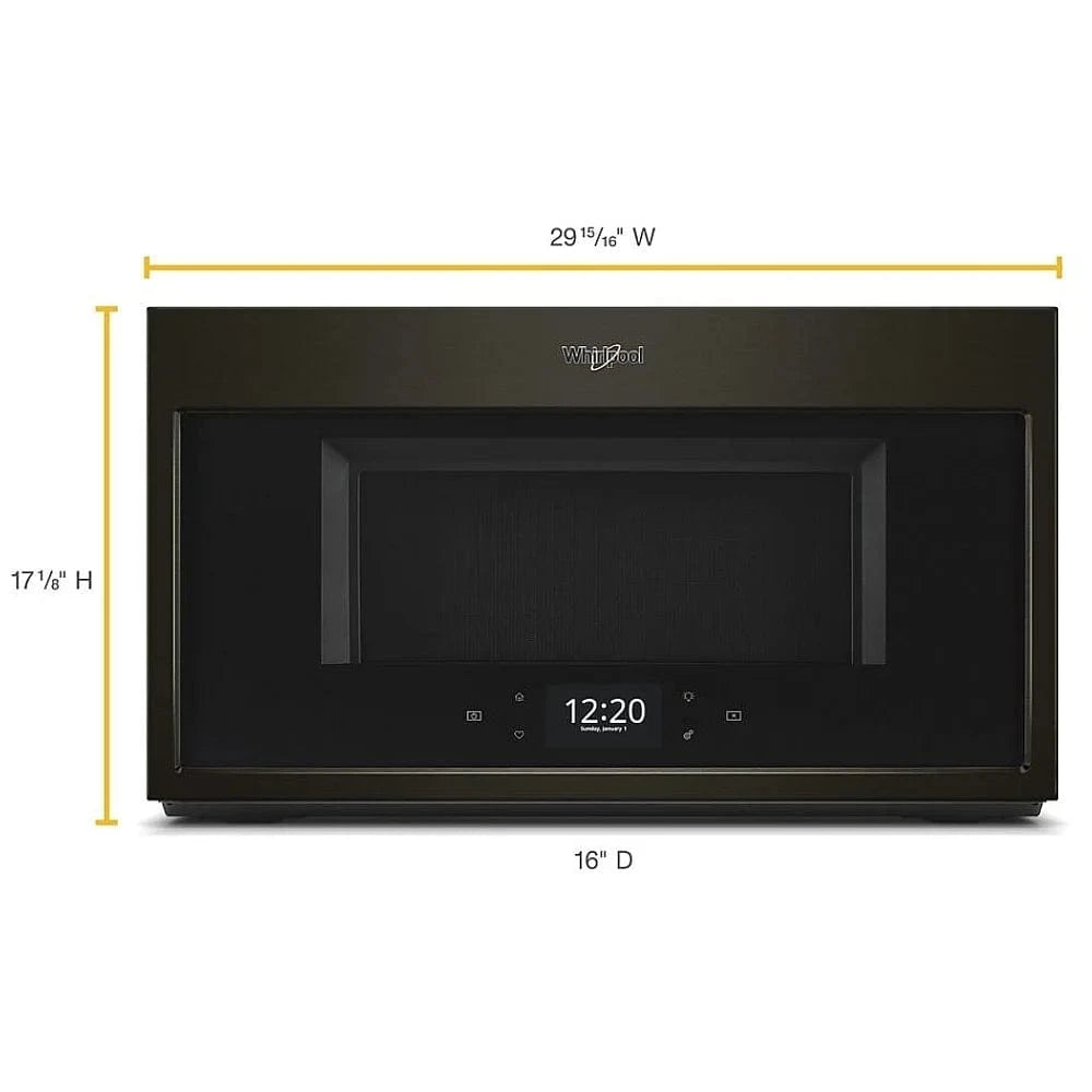 Whirlpool YWMHA9019HV Over the Range Microwave, 1.9 cu. ft. Capacity, 400 CFM, 1100W Watts, Convection, LED, Stainless Steel Interior, 30 inch Exterior Width, Black Stainless Steel colour
